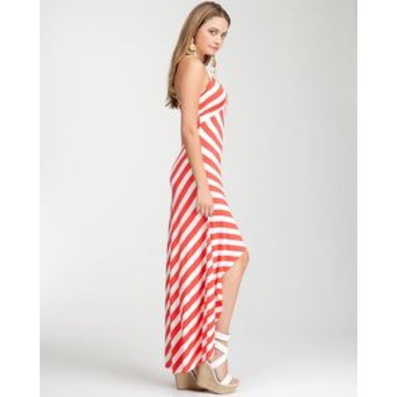 Perfect Weekend Remy Striped Hi Low Halter Dress - Picture 2 of 6